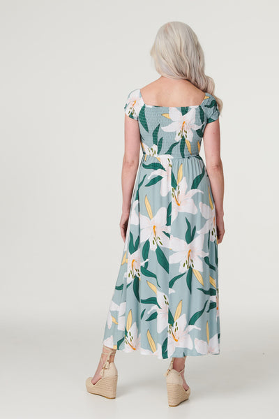 Oasis tropical hotsell bardot midi dress