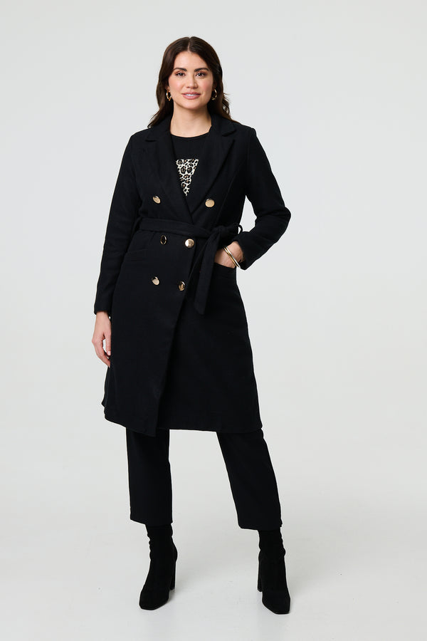 Black | Button Front Tailored Coat
