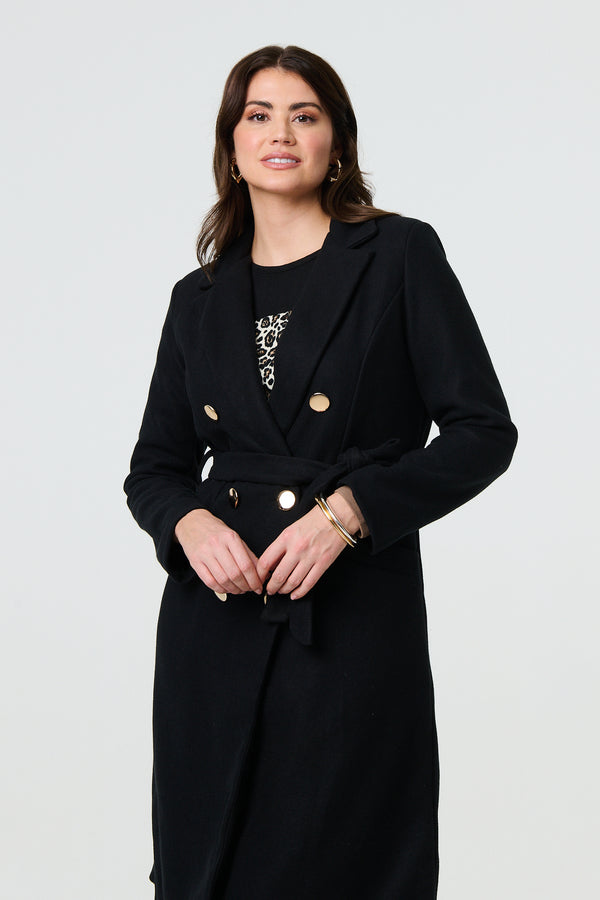 Black | Button Front Tailored Coat
