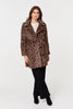 Beige | Animal Print Faux Fur Tie Waist Jacket
