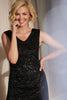 Black | Sequin Embellished Slip Dress : Model is 5'10