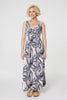 Navy | Abstract Print A-Line Maxi Dress : Model is 5'10