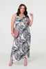 Navy | Abstract Print A-Line Maxi Dress