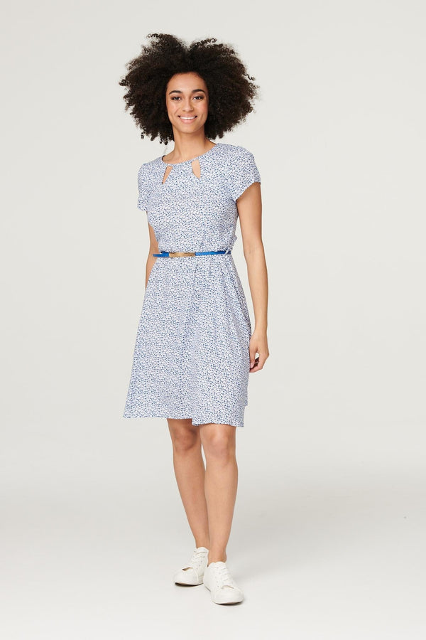 Blue | Ditsy Floral Cut Out Short Dress