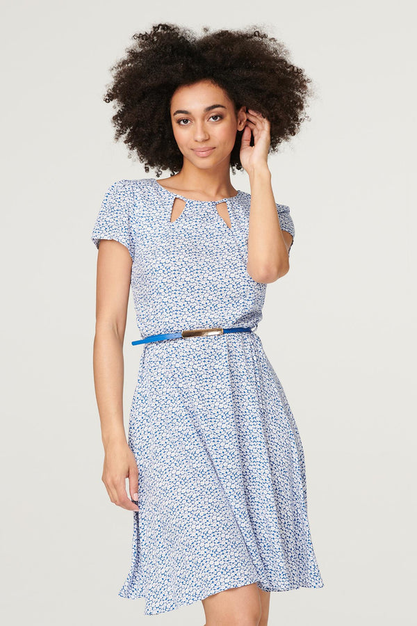 Blue | Ditsy Floral Cut Out Short Dress