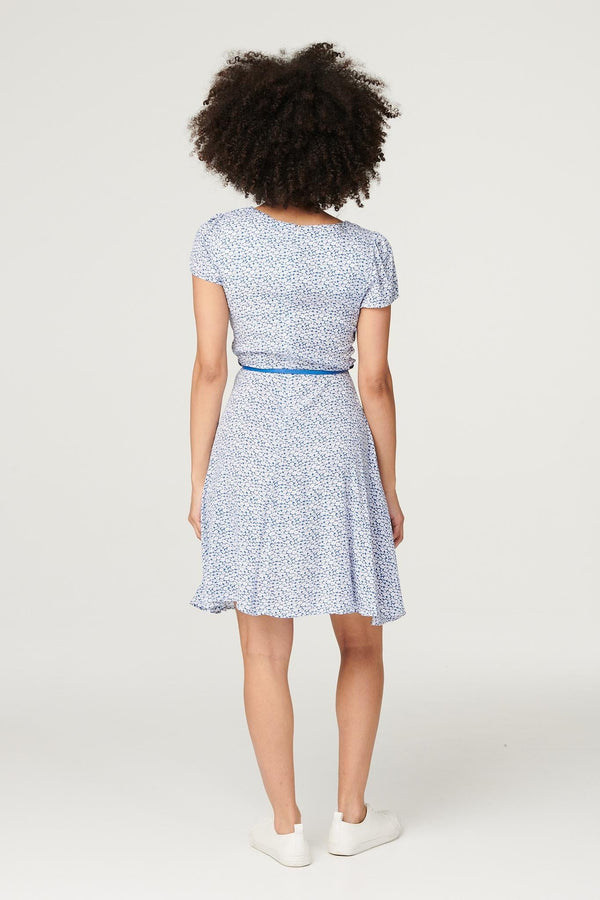 Blue | Ditsy Floral Cut Out Short Dress