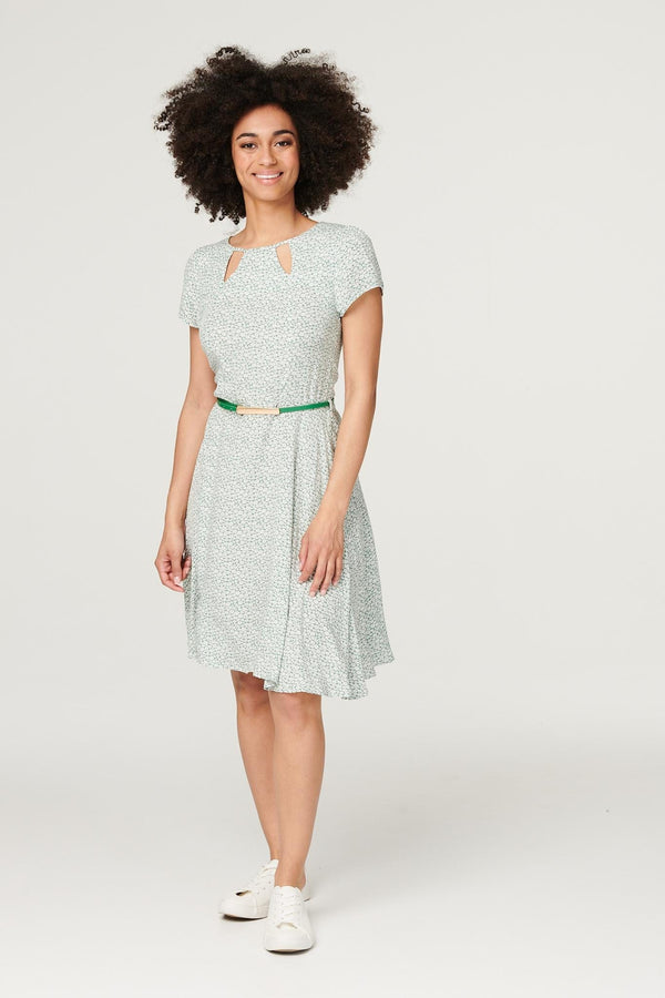 Sage | Ditsy Floral Cut Out Short Dress