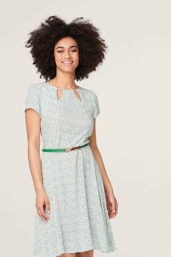 Sage | Ditsy Floral Cut Out Short Dress