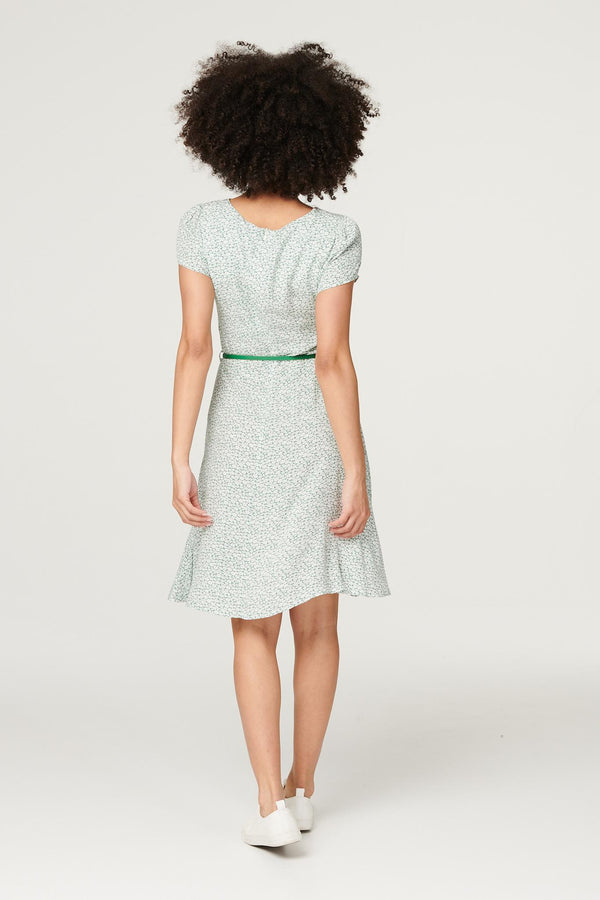 Sage | Ditsy Floral Cut Out Short Dress