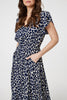 Navy | Abstract Print Button Front Maxi Dress