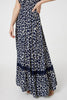 Navy | Abstract Print Button Front Maxi Dress