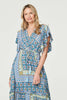 Blue | Printed Frill Sleeve Maxi Dress