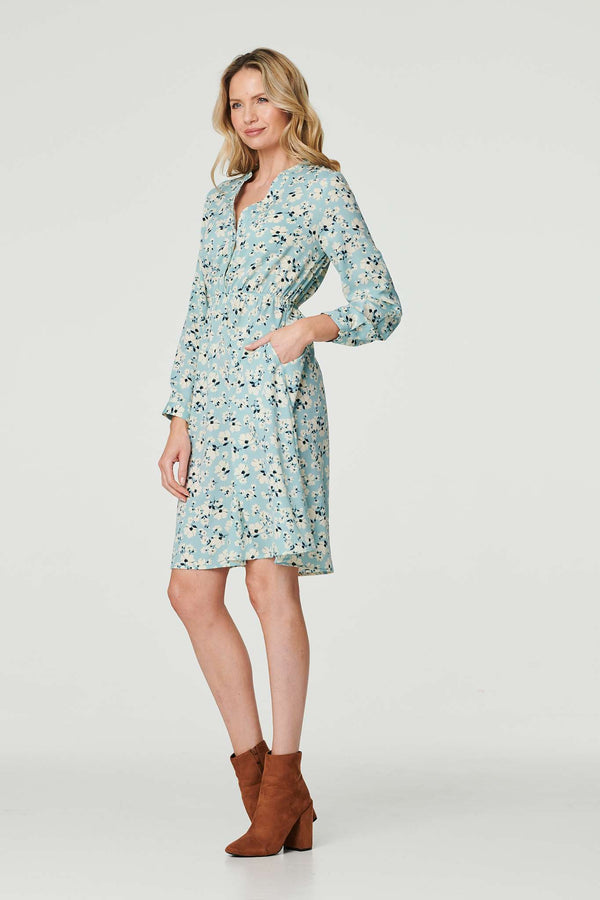 Light Green | Ditsy Floral Knee Length Dress