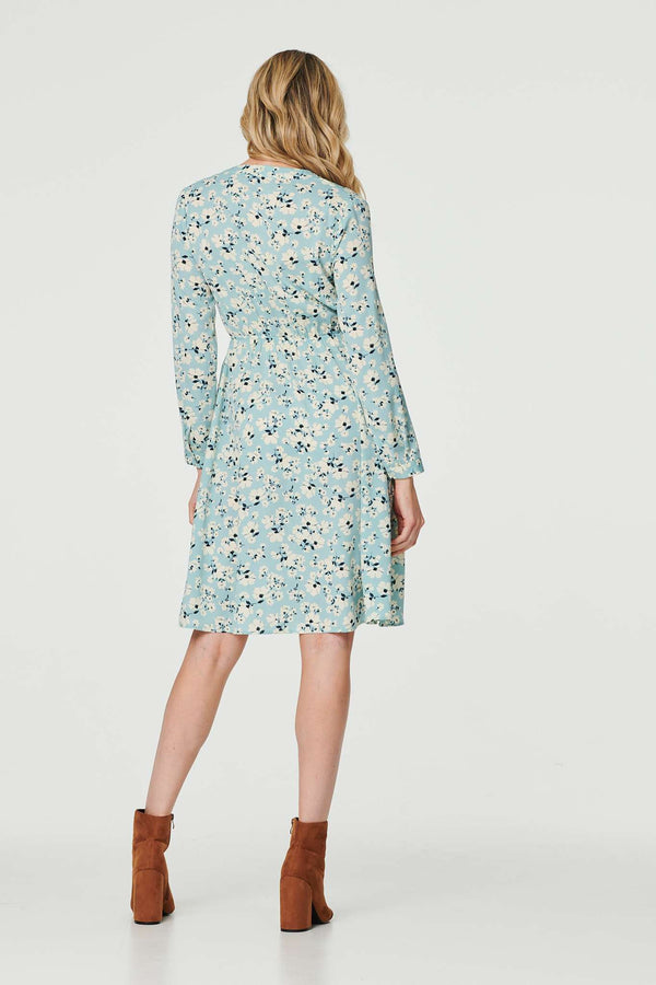 Light Green | Ditsy Floral Knee Length Dress