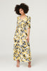 Navy | Tropical Print V-Neck Maxi Dress