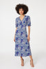 Navy | Patchwork Print Midi Tea Dress