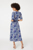 Navy | Patchwork Print Midi Tea Dress