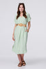 Green | V-Neck Short Sleeve Belted Tunic Dress