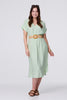 Green | V-Neck Short Sleeve Belted Tunic Dress