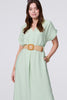 Green | V-Neck Short Sleeve Belted Tunic Dress