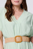 Green | V-Neck Short Sleeve Belted Tunic Dress