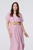 Pink | V-Neck Short Sleeve Belted Tunic Dress