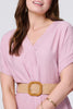 Pink | V-Neck Short Sleeve Belted Tunic Dress