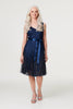 Navy | Sequin Sleeveless Tie Waist Dress