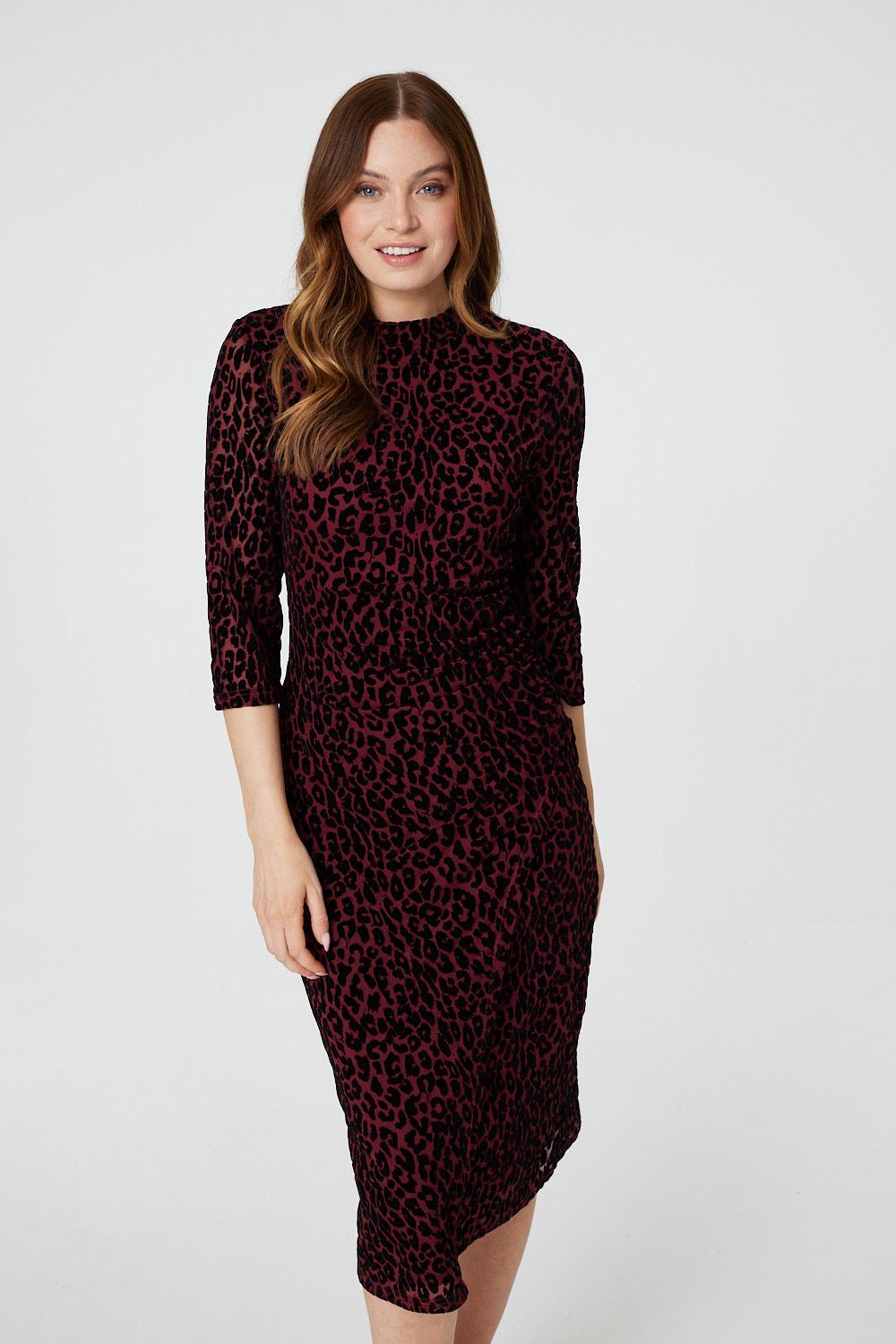 Leopard Print Bodycon Midi Dress | Izabel London