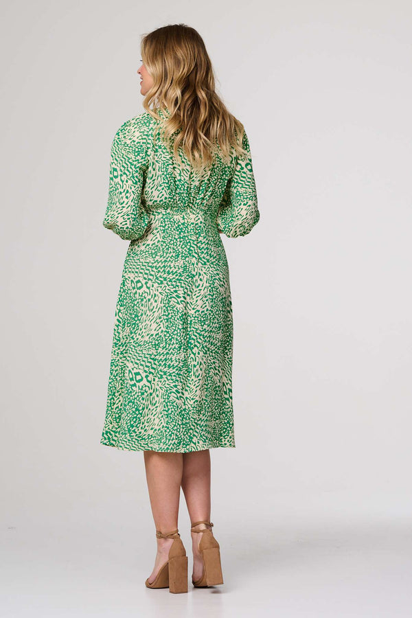 Green | Animal Print Slim Fit Midi Dress