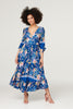 Blue | Floral Empire Tiered Midi Dress