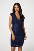 Navy | Sequin Cap Sleeve Short Dress