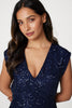 Navy | Sequin Cap Sleeve Short Dress