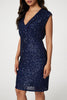 Navy | Sequin Cap Sleeve Short Dress