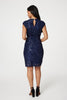 Navy | Sequin Cap Sleeve Short Dress