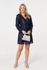 Navy | Sparkly Sequin Long Sleeve Mini Wrap Dress
