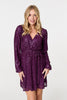 Purple | Sparkly Sequin Long Sleeve Mini Wrap Dress
