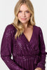 Purple | Sparkly Sequin Long Sleeve Mini Wrap Dress
