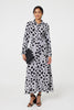 Black And White | Printed Long Sleeve Shirt Maxi Dress
