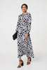 Black And White | Printed Long Sleeve Shirt Maxi Dress
