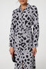 Black And White | Printed Long Sleeve Shirt Maxi Dress
