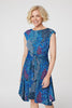 Blue | Peacock Print Tie Front Dress : Model is 5'10