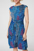 Blue | Peacock Print Tie Front Dress