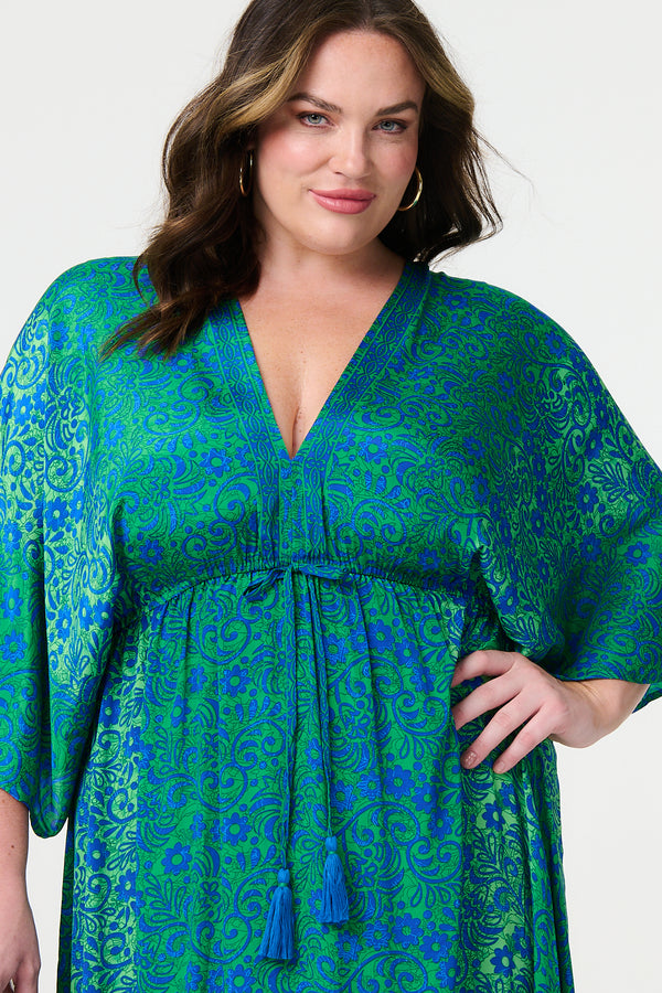 Blue | Floral Batwing Maxi Dress