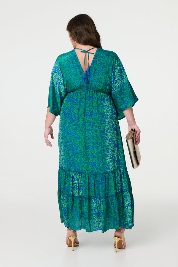 Blue | Floral Batwing Maxi Dress