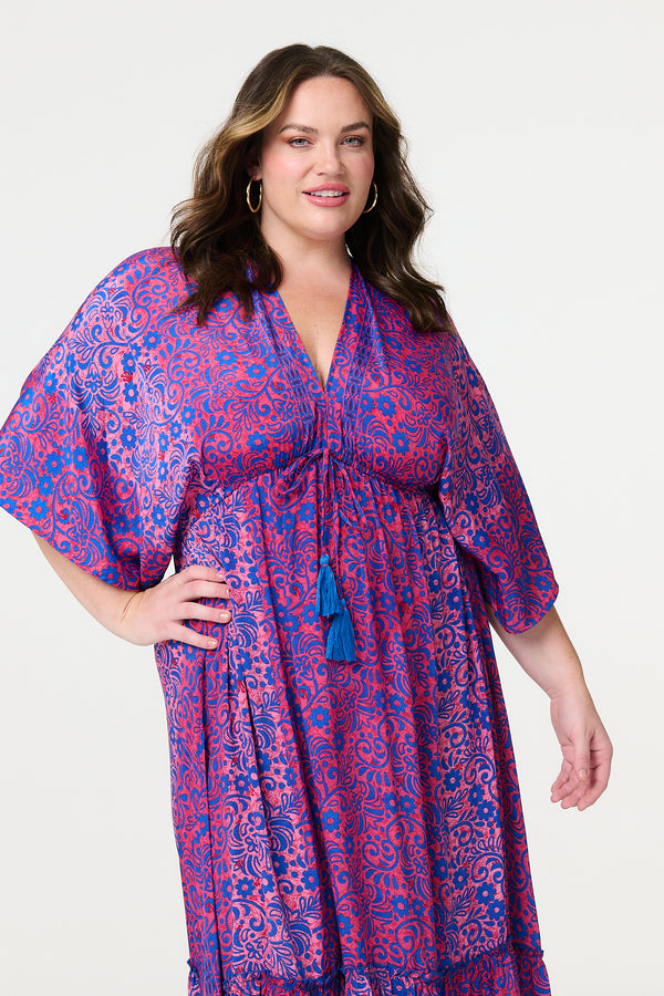 Pink | Floral Batwing Maxi Dress