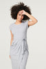 Grey | Tie Waist Jersey Tulip Midi Dress