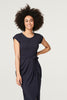 Navy | Tie Waist Jersey Tulip Midi Dress