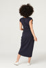 Navy | Tie Waist Jersey Tulip Midi Dress