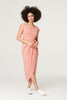 Pink | Tie Waist Jersey Tulip Midi Dress